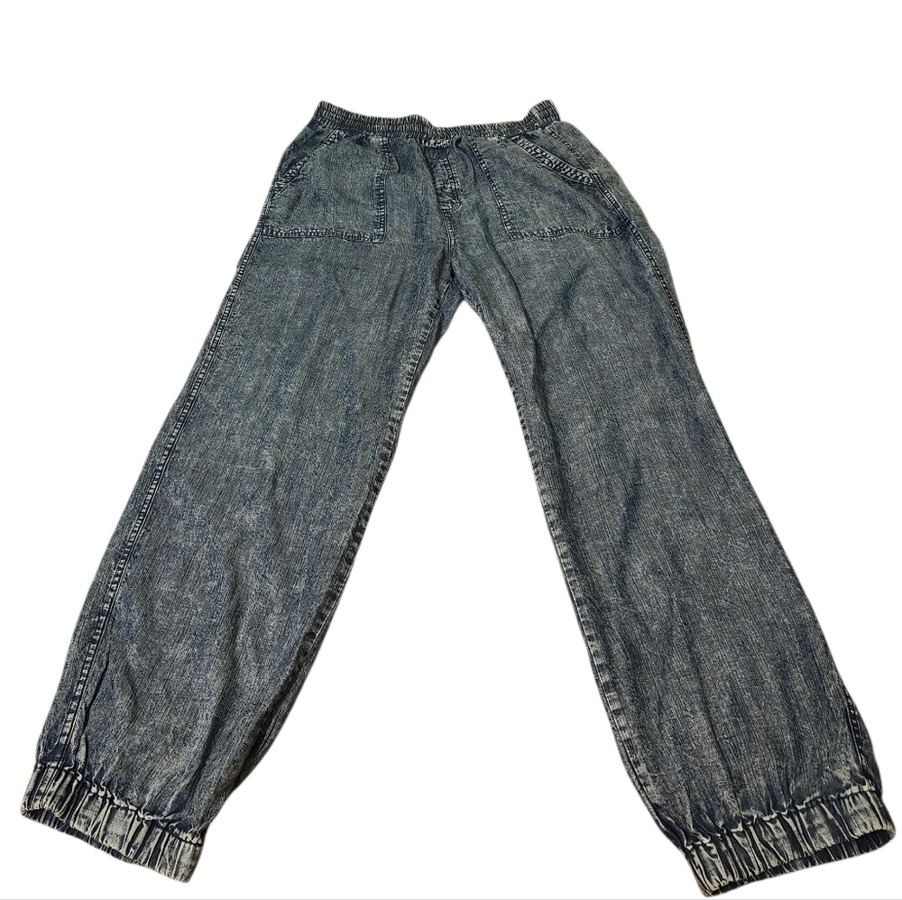 easel Washed Indigo Elastic Cuff Jean Pants